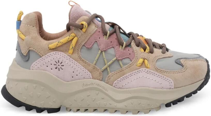 FLOWER MOUNTAIN Yamabushi suède sneakers met vlakken Beige
