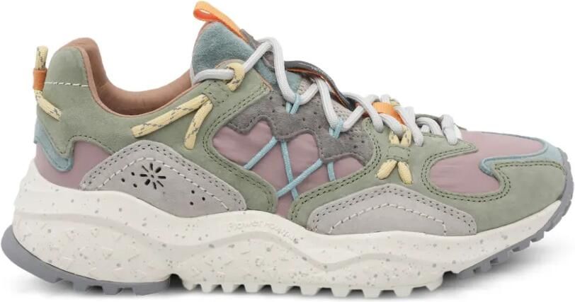 FLOWER MOUNTAIN Yamabushi suède sneakers met vlakken Groen