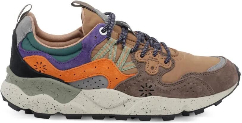 FLOWER MOUNTAIN Yamano 3 chunky sneakers met suède vlakken Bruin