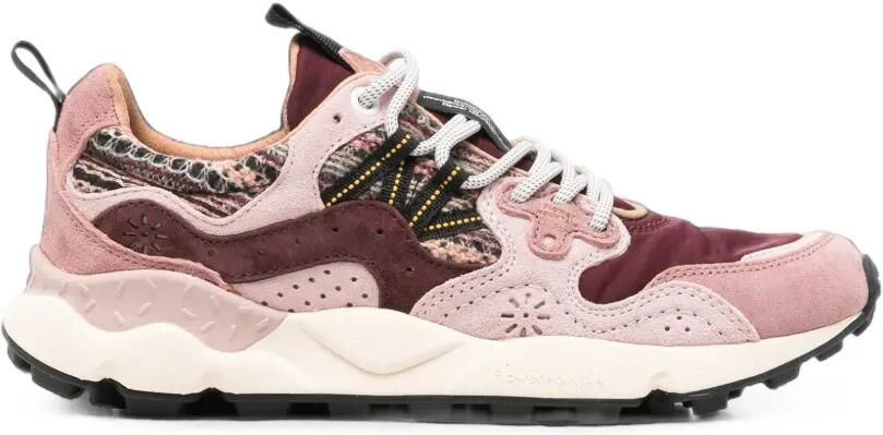 FLOWER MOUNTAIN Yamano 3 leren sneakers met vlakken Roze
