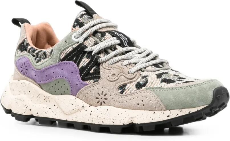 FLOWER MOUNTAIN Yamano 3 sneakers met luipaardprint en vlakken Beige - Foto 2