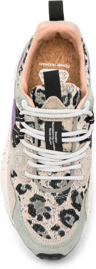 FLOWER MOUNTAIN Yamano 3 sneakers met luipaardprint en vlakken Beige - Foto 4
