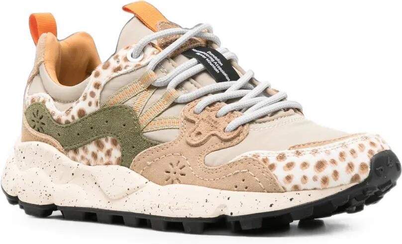 FLOWER MOUNTAIN Yamano 3 sneakers met luipaardprint en vlakken Beige - Foto 3
