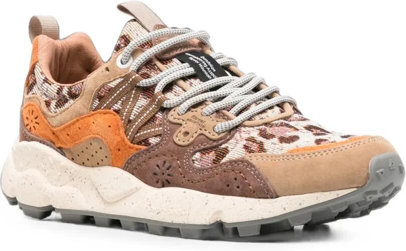 FLOWER MOUNTAIN Yamano 3 sneakers met luipaardprint en vlakken Oranje - Foto 2