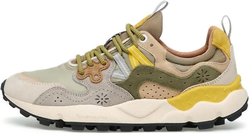 FLOWER MOUNTAIN Yamano 3 sneakers met suède vlakken Groen