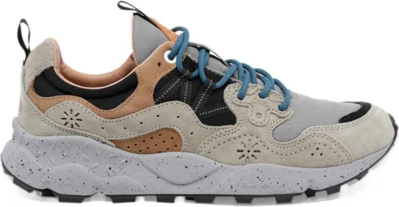 FLOWER MOUNTAIN Yamano 3 suede-panelled lace-up sneakers Beige - Foto 1