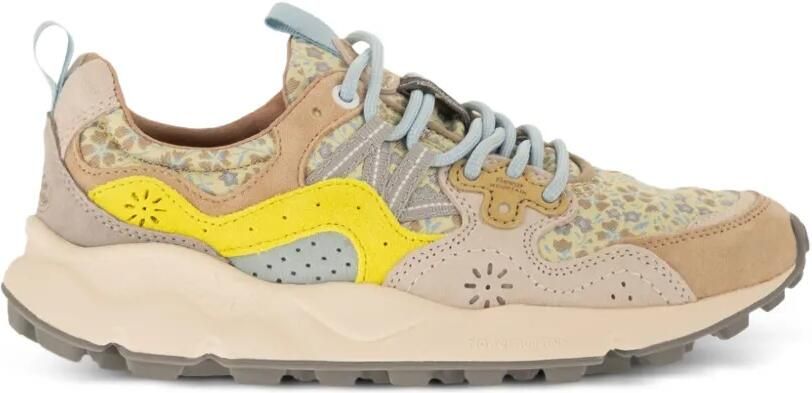 FLOWER MOUNTAIN Yamano 3 suède sneakers met bloemenprint Beige