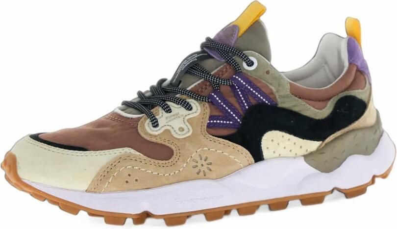 FLOWER MOUNTAIN Yamano 3 Uni panelled lace-up sneakers Beige - Foto 4