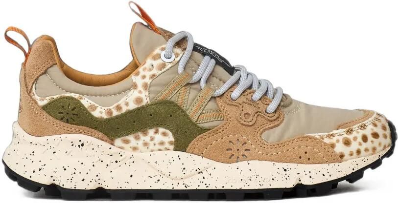 FLOWER MOUNTAIN Yamano 3 Uni sneakers met vlakken en dieren-print Beige