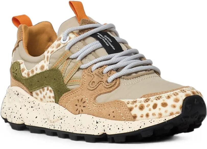 FLOWER MOUNTAIN Yamano 3 Uni sneakers met vlakken en dieren-print Beige - Foto 2