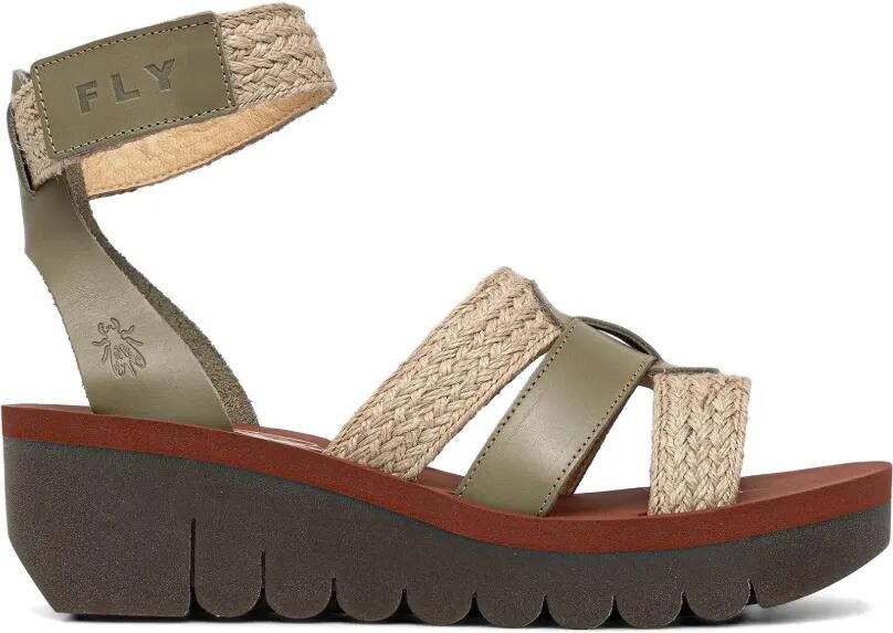 Fly London Geweven sandalen met klittenband Groen