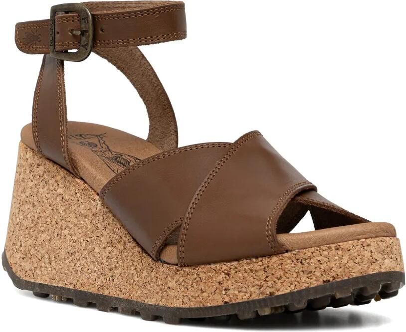 Fly London Leren sandalen met sleehak van kurk Bruin - Foto 3
