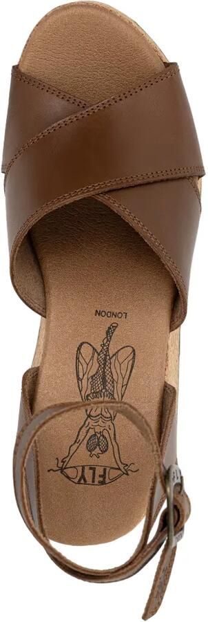 Fly London Leren sandalen met sleehak van kurk Bruin - Foto 4