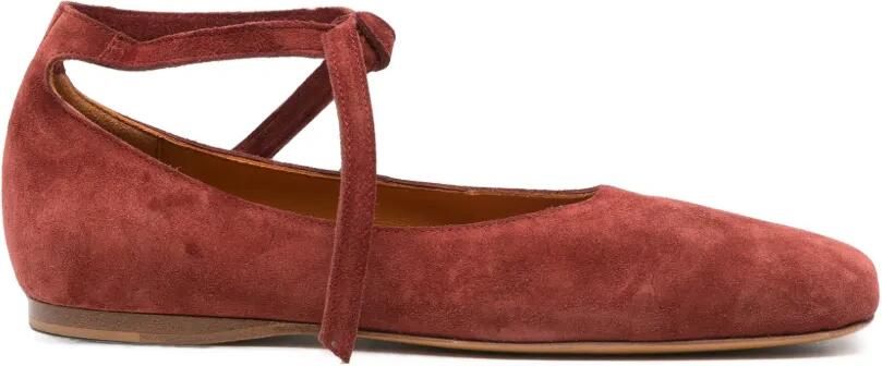 Forte Ballerina's met vierkante neus en striksluiting Rood