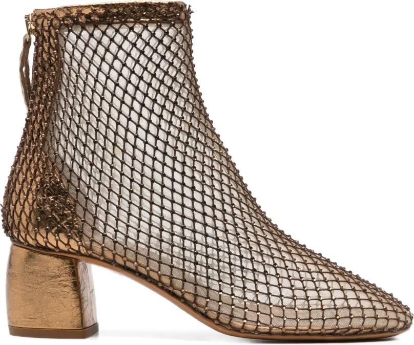 Forte crystal-embellished mesh ankle boots Goud