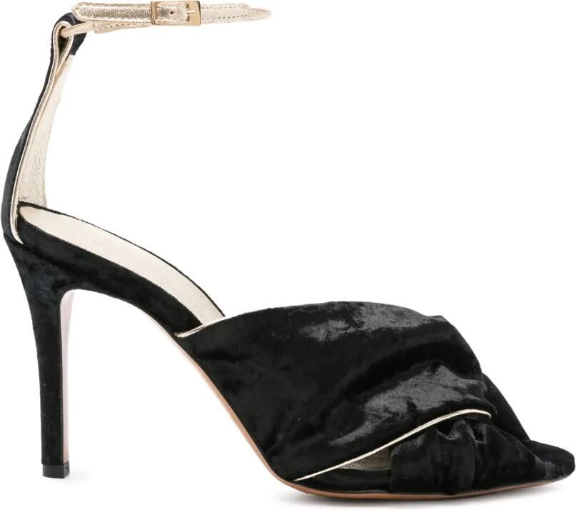 Forte Fluwelen sandalen met gedraaid detail Zwart - Foto 3