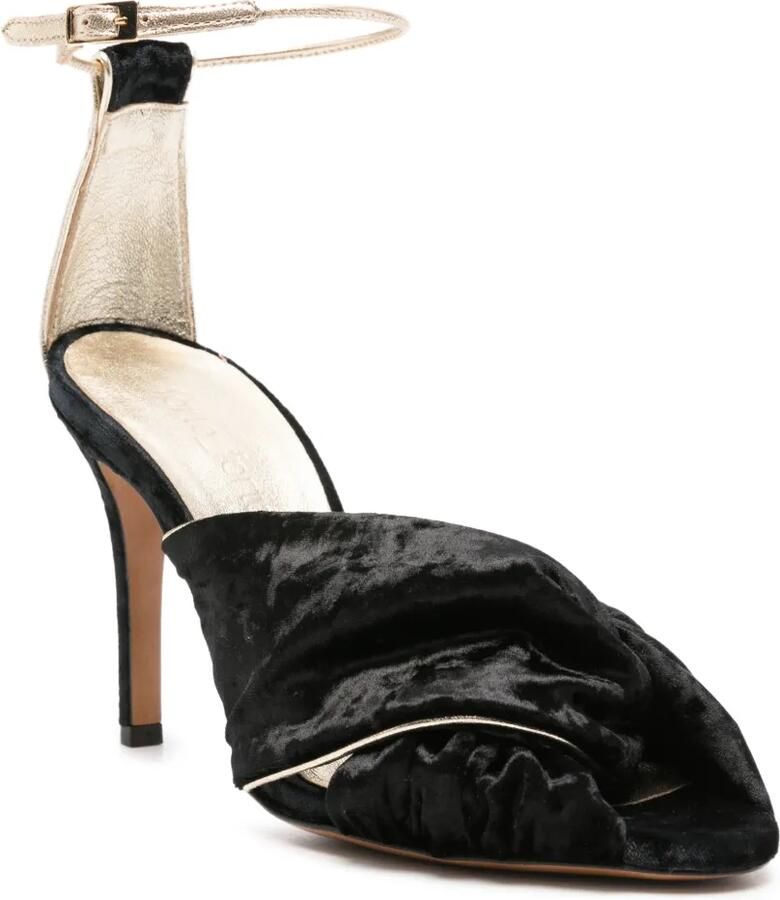 Forte Fluwelen sandalen met gedraaid detail Zwart - Foto 2