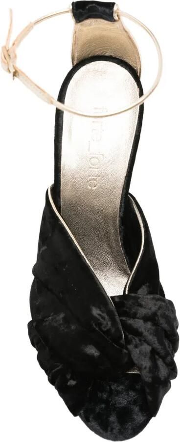 Forte Fluwelen sandalen met gedraaid detail Zwart - Foto 4