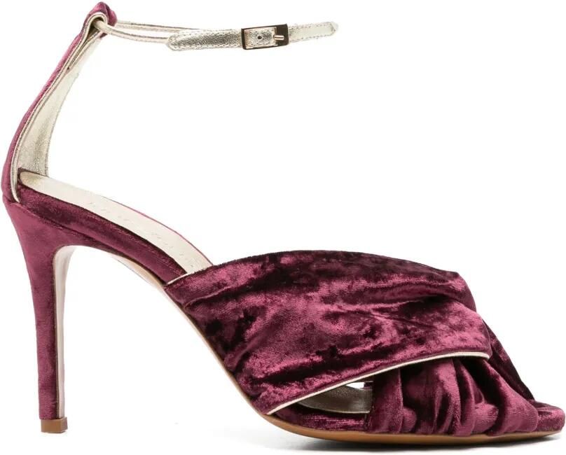 Forte Fluwelen sandalen met kruis Paars