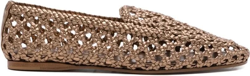 Forte Geweven metallic leren pumps Beige