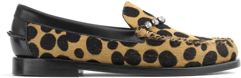Forte Leren loafers met juwelen Beige