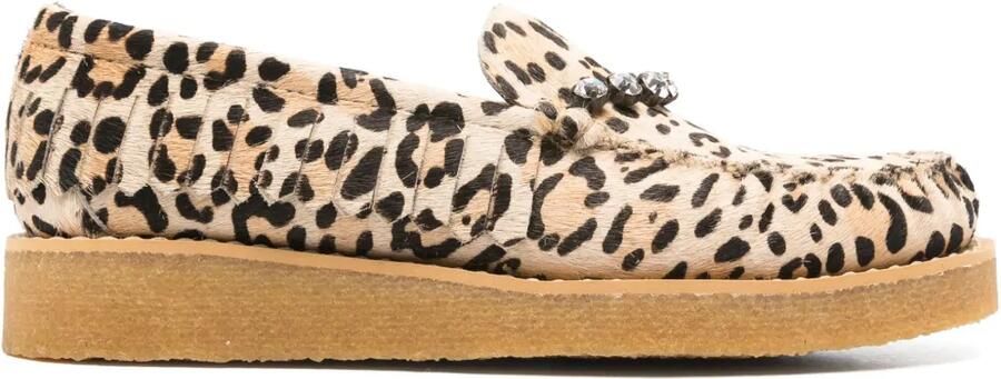 Forte Loafers verfraaid met kristallen en dierenpatroon Bruin