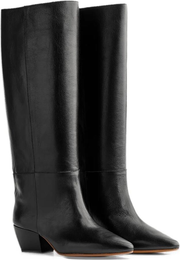 Forte pointed-toe leather knee-high boots Zwart