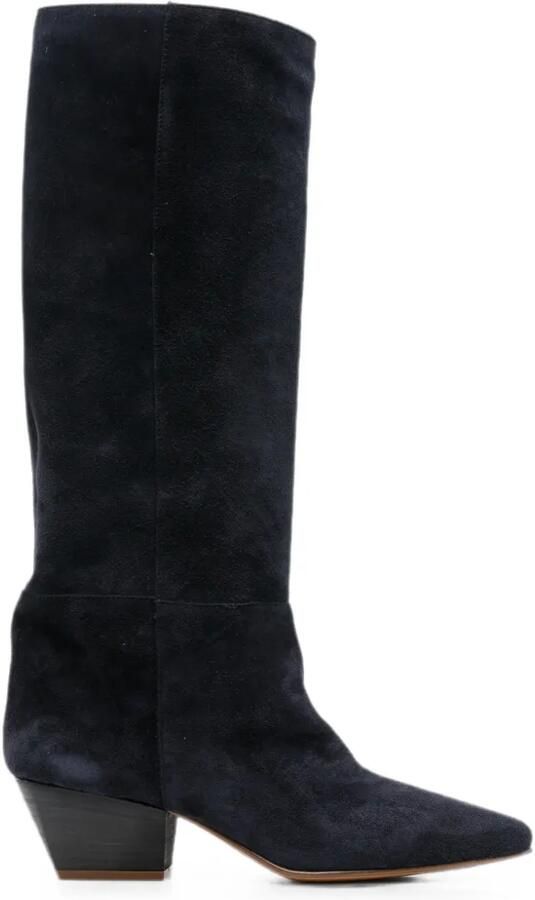Forte Suède knielaarzen met puntige neus Blauw