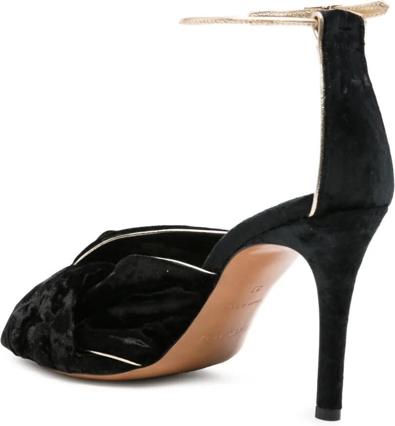 Forte Fluwelen sandalen met gedraaid detail Zwart