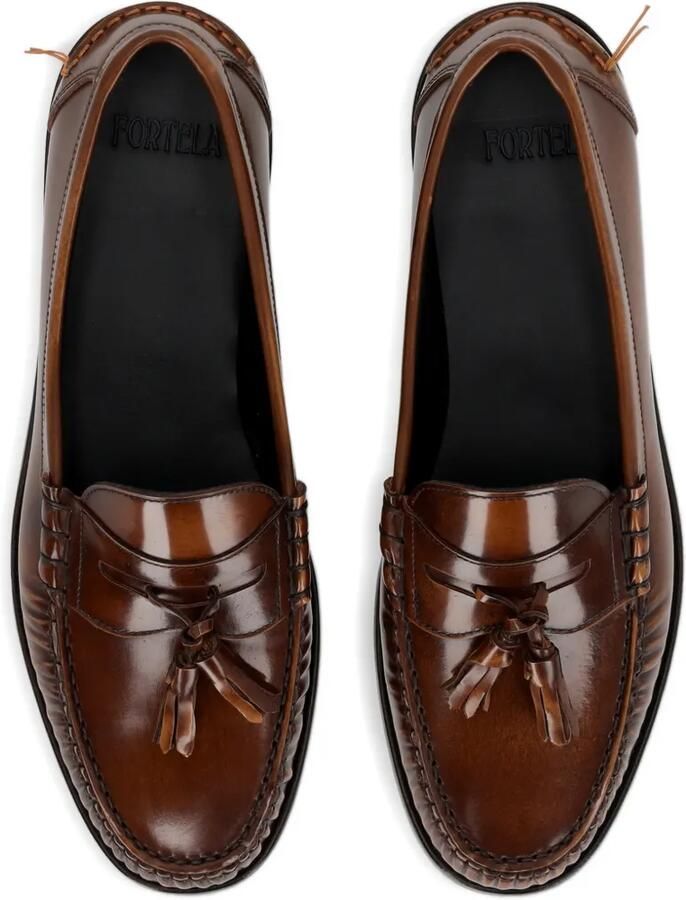 Fortela Sophie leren loafers met kwastje Bruin - Foto 2