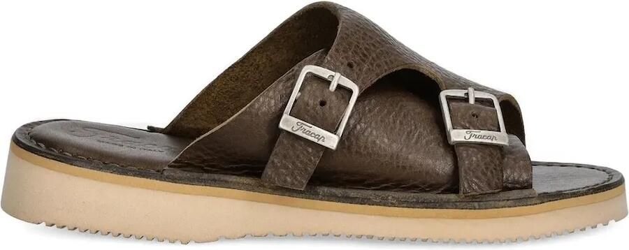 Fracap Leren sandalen met dubbele gesp Bruin