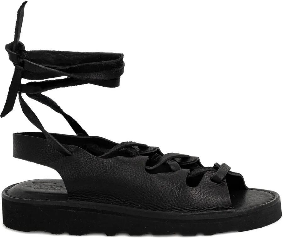 Fracap Leren sandalen met veters Zwart