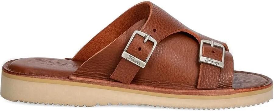 Fracap Leren slippers met gespsluiting Bruin