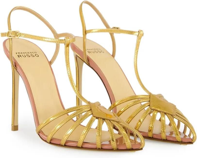 Francesco Russo 105 mm sandalen met metallic afwerking en hak Goud - Foto 4