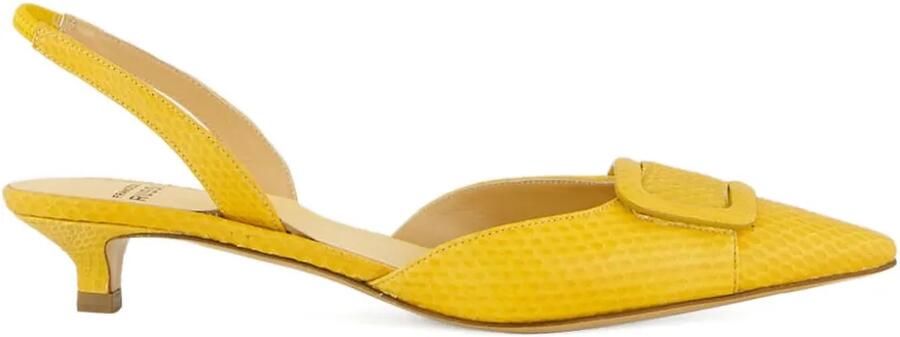 Francesco Russo 25 mm R1p1011 pumps met kitten-hak en gesp Geel
