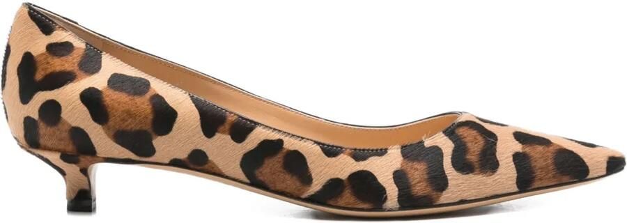 Francesco Russo 35 mm pumps met luipaardprint en kitten-hak Beige