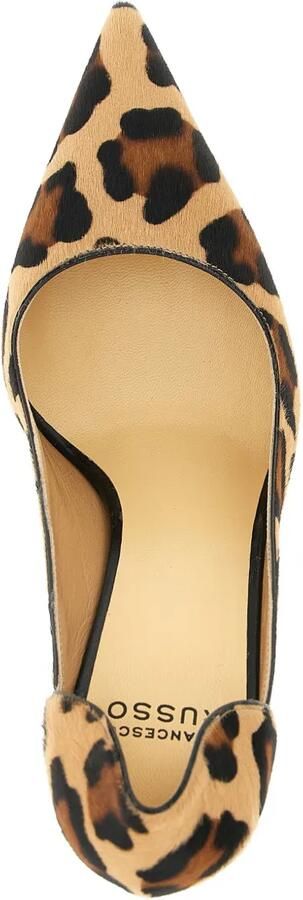 Francesco Russo 95 mm pumps met luipaardprint en ponyhaar Bruin