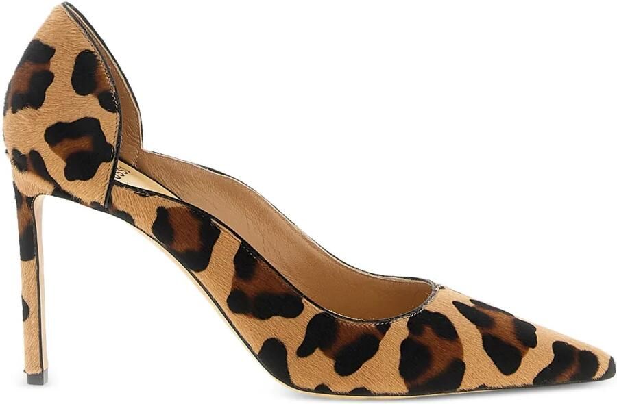 Francesco Russo 95 mm pumps met luipaardprint en ponyhaar Bruin - Foto 4
