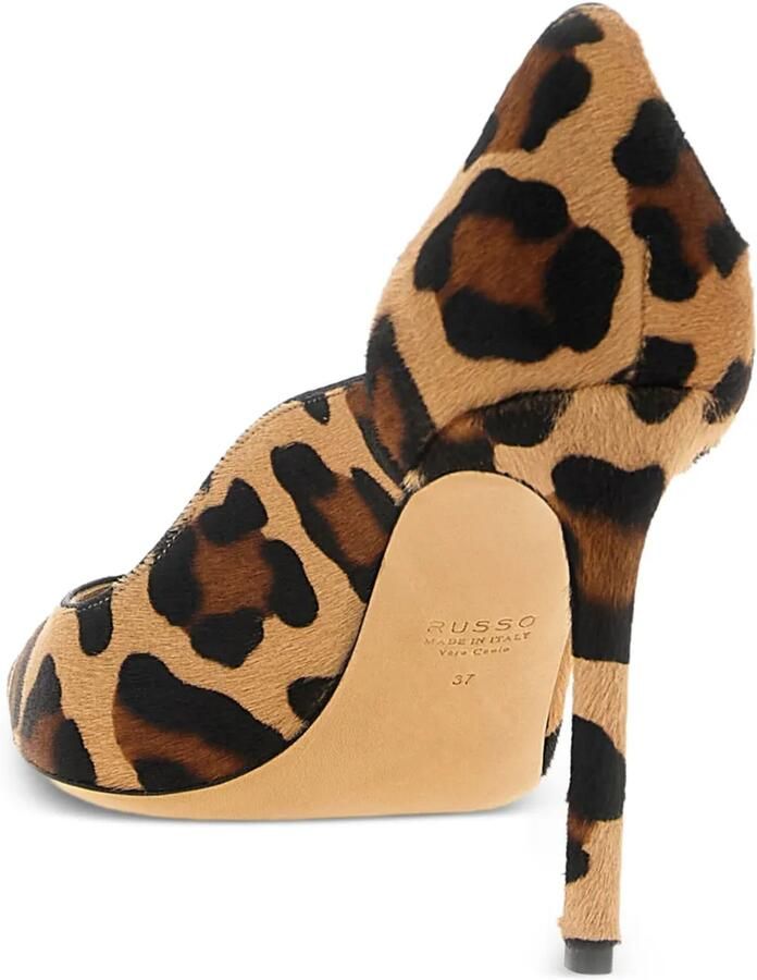 Francesco Russo 95 mm pumps met luipaardprint en ponyhaar Bruin - Foto 2