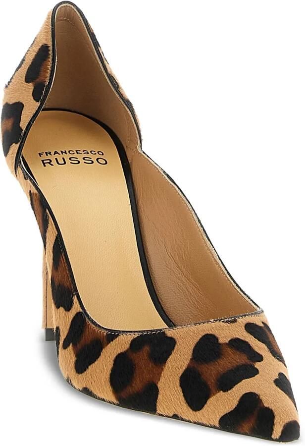 Francesco Russo 95 mm pumps met luipaardprint en ponyhaar Bruin - Foto 3