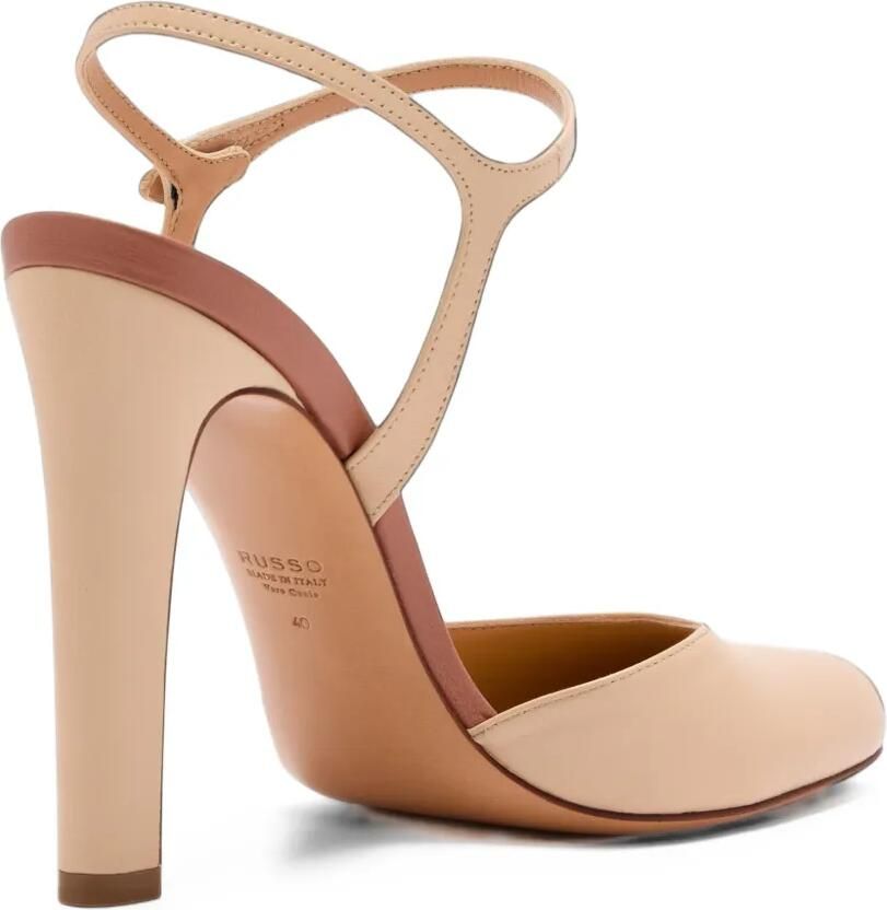 Francesco Russo button-fastening leather heel pumps Beige
