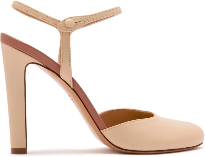 Francesco Russo button-fastening leather heel pumps Beige - Foto 4