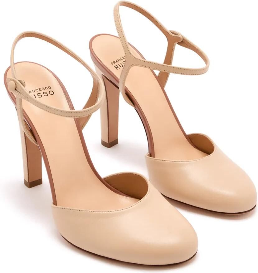 Francesco Russo button-fastening leather heel pumps Beige - Foto 2