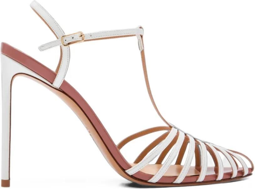 Francesco Russo cage-strap T-bar heel sandals Wit