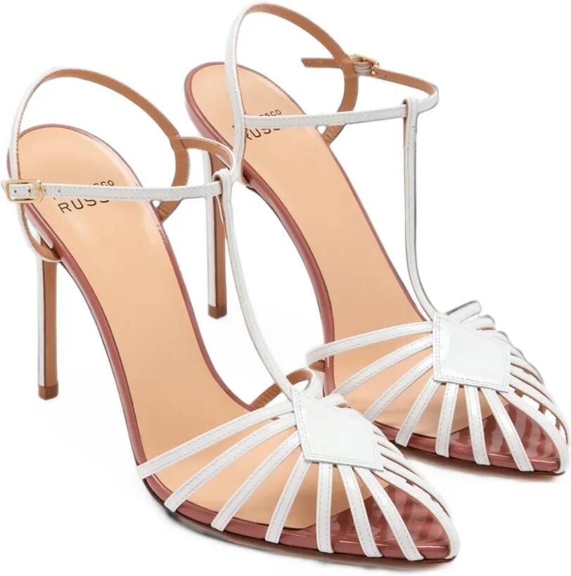 Francesco Russo cage-strap T-bar heel sandals Wit - Foto 3