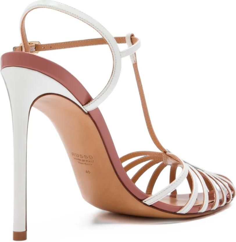 Francesco Russo cage-strap T-bar heel sandals Wit - Foto 2