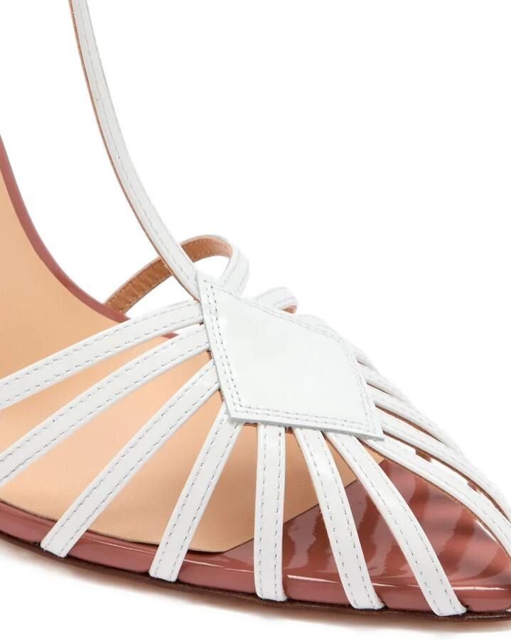 Francesco Russo cage-strap T-bar heel sandals Wit - Foto 4