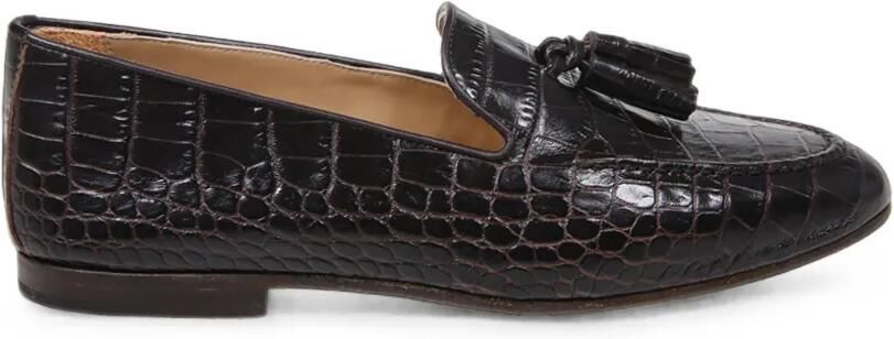 Francesco Russo Loafers met kwast en krokodillen-effect Bruin