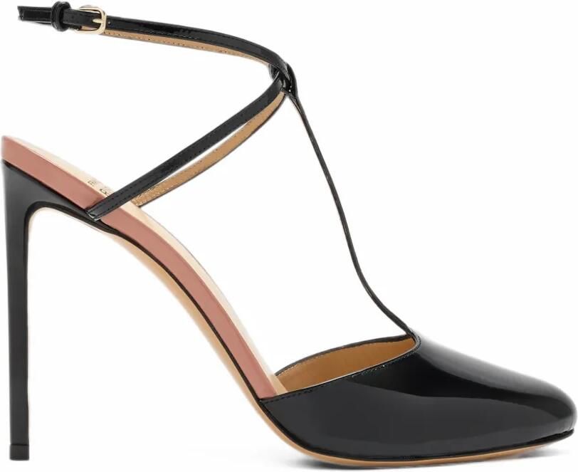 Francesco Russo patent-leather T-bar hell pumps Zwart