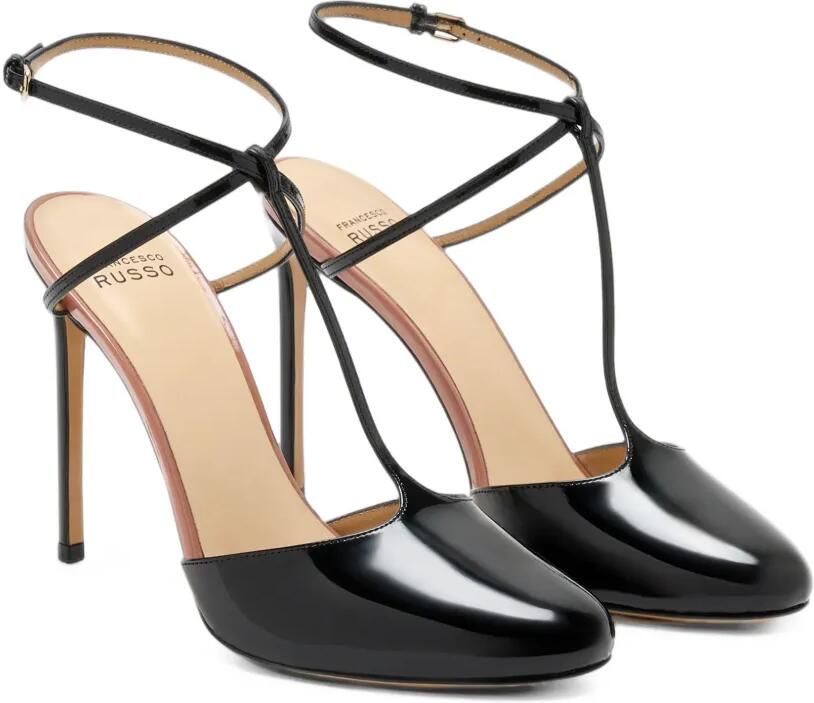 Francesco Russo patent-leather T-bar hell pumps Zwart - Foto 4